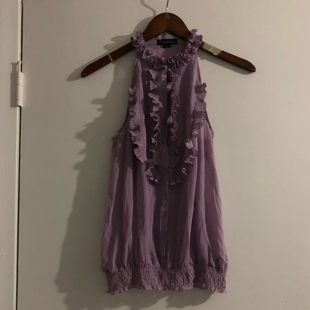 Lavender chiffon romantic top shirt tee date night